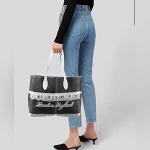 Sale ends 4/11 Burberry doodle Black and White Logo Canvas Tote new